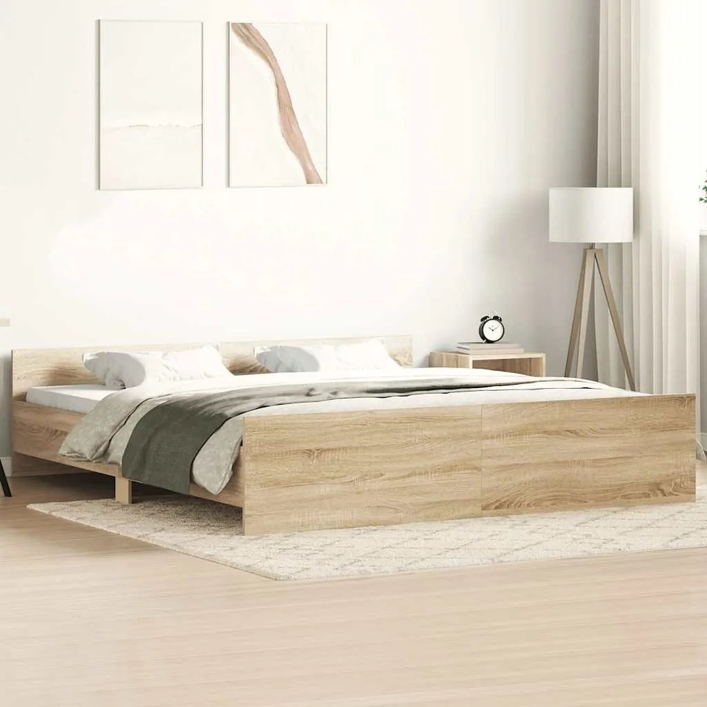 vidaXL Πλαίσιο Κρεβατιού με Κεφαλάρι/Ποδαρικό Sonoma Δρυς 200x200 εκ.