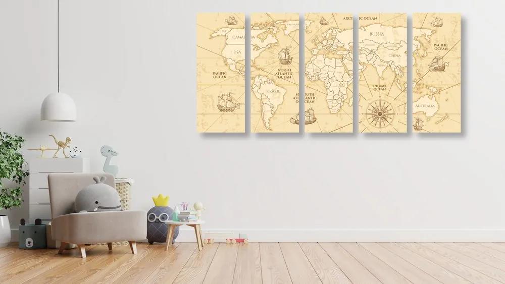 5 μέρη εικόνα χάρτη του κόσμου με βάρκες