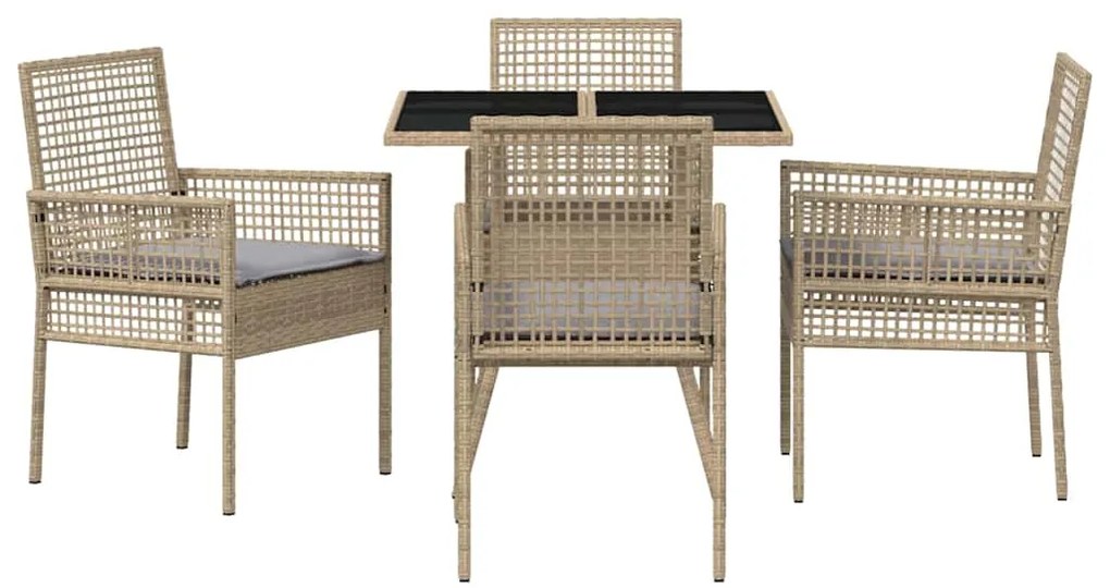 vidaXL Σέτ φαγητού για κήπο 5 pcs Μπεζ συνθετικό ρατάν