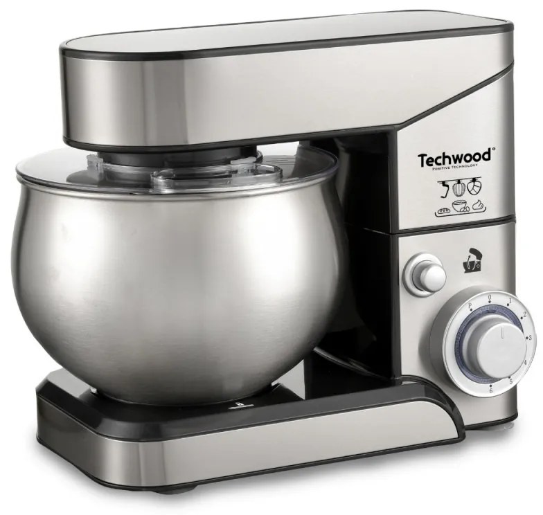 Κουζινομηχανή Techwood TRO-1050, 1000W, 5 λίτρα, 6 ταχύτητες, Λειτουργία Pulse, 3 εξαρτήματα, Ανοξείδωτο
