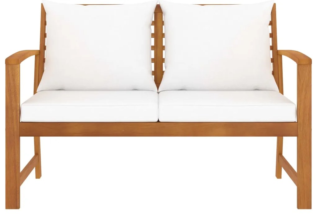 vidaXL Παγκάκι Κήπου 120 εκ. από Μασίφ Ξύλο Ακακίας με Κρεμ Μαξιλάρι