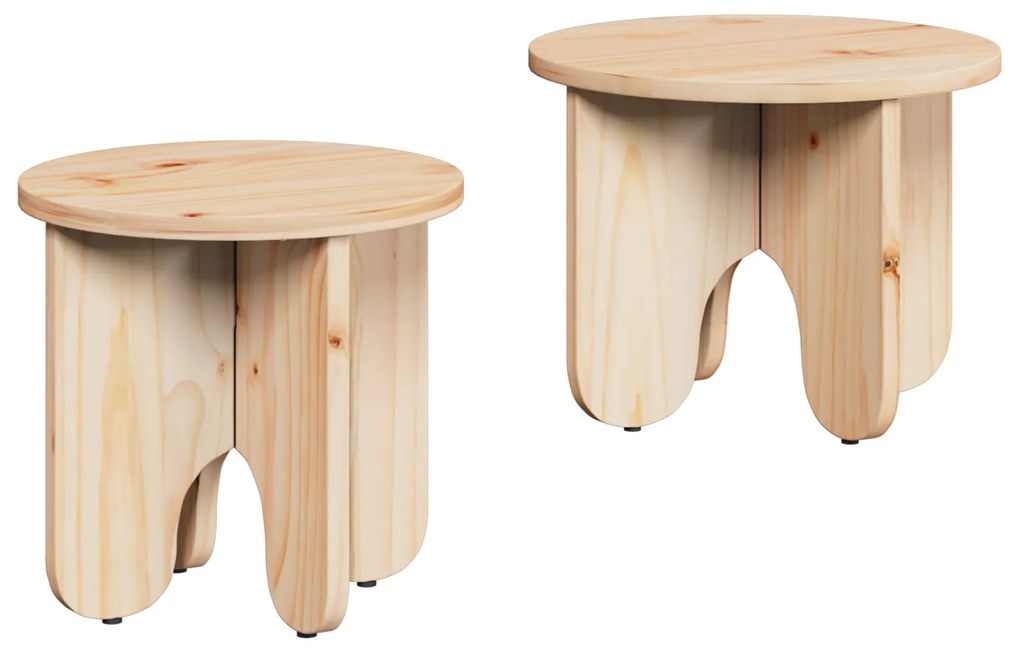 vidaXL Σετ Τραπεζιού Για Καφέ 2 pcs Φυσικό 39.5 x 39.5 x 30 εκ.