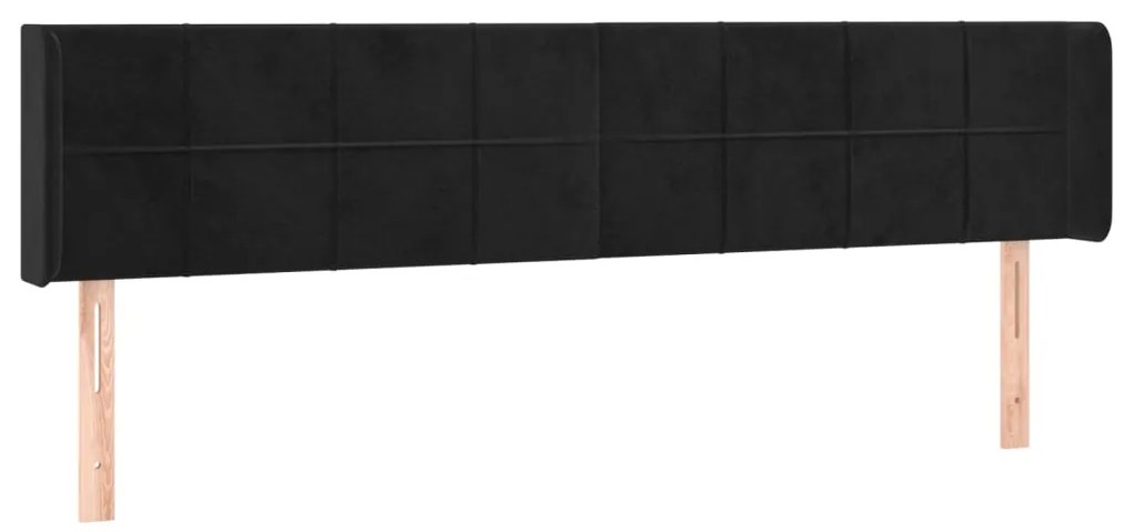 vidaXL Κεφαλάρι Κρεβατιού LED Μαύρο 203x16x78/88 εκ. Βελούδινο