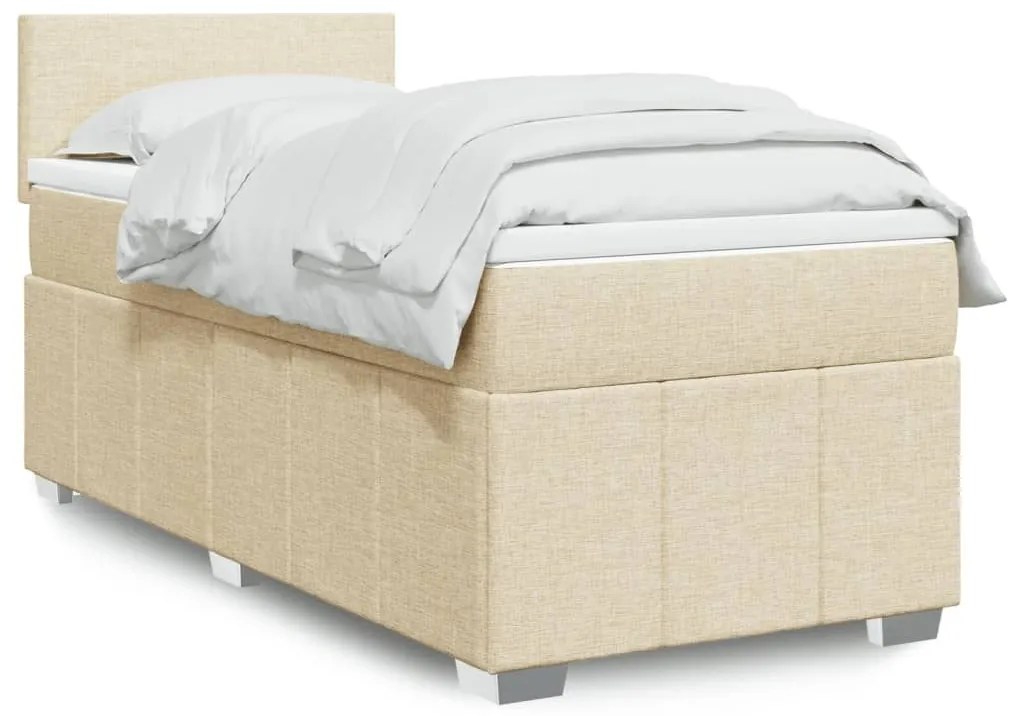 ΚΡΕΒΑΤΙ BOXSPRING ΜΕ ΣΤΡΩΜΑ ΚΡΕΜ 90X200 ΕΚ.ΥΦΑΣΜΑΤΙΝΟ 3286949