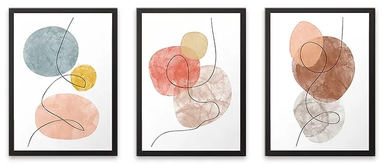 Πίνακας "Circles" Megapap 3 τμχ. σε πλαίσιο 35x45x2εκ.-GP033-0005