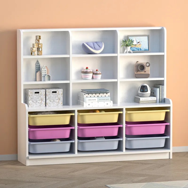 Βιβλιοθήκη Obia Megapap με 9 συρτάρια χρώμα λευκό 132,6x30x115εκ. - GP041-0112,1