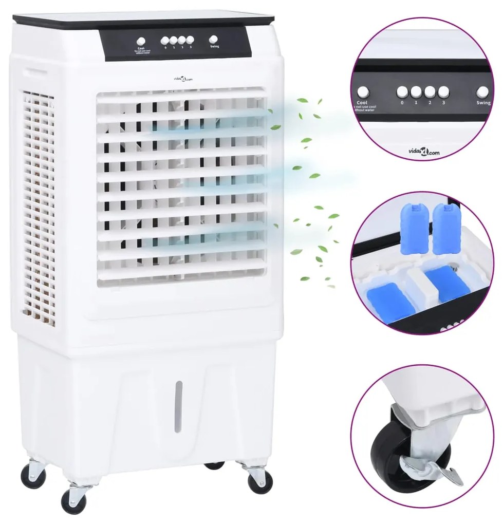 vidaXL Air Cooler Φορητό 3 σε 1 Ασπρόμαυρο 480 x 340 x 980 εκ. 80 W