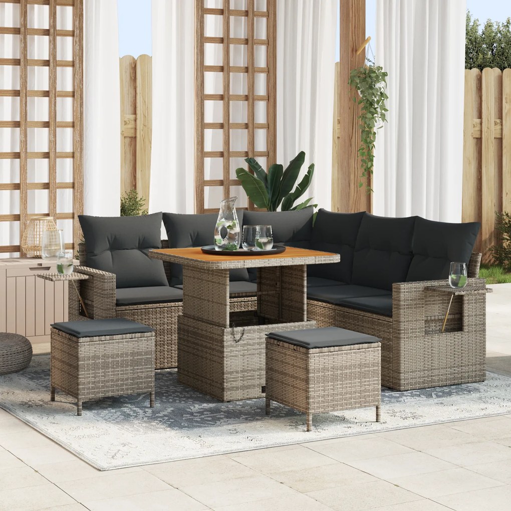 vidaXL Σετ Καναπέ Κήπου 8 pcs Γκρι συνθετικό ρατάν