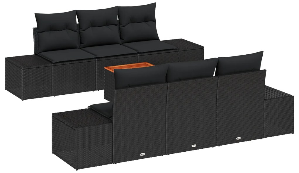 vidaXL Σετ Καναπέ Κήπου 7 pcs Μαύρο 55 x 55 x 37 εκ