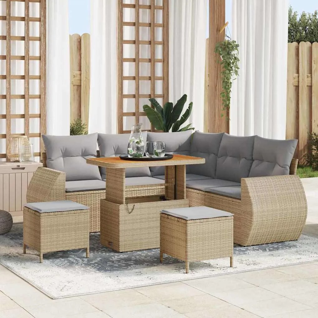 vidaXL Σετ Καναπέ Κήπου 8 pcs Μπεζ συνθετικό ρατάν