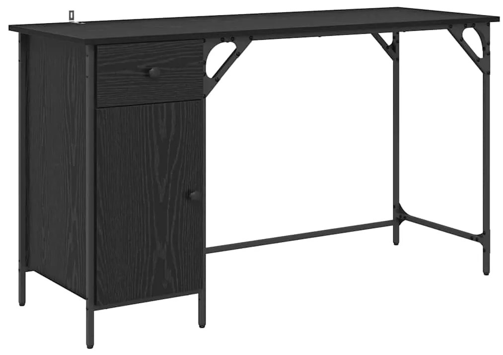 vidaXL Γραφείο Υπολογιστή με συρτάρι Μαύρη Οξυά 131 x 48 x 75 εκ.
