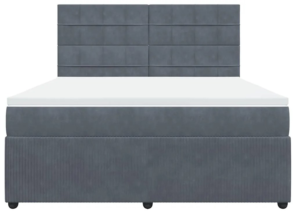 vidaXL Κρεβάτι Boxspring με Στρώμα Σκούρο Γκρι 180x200 εκ. Βελούδινο