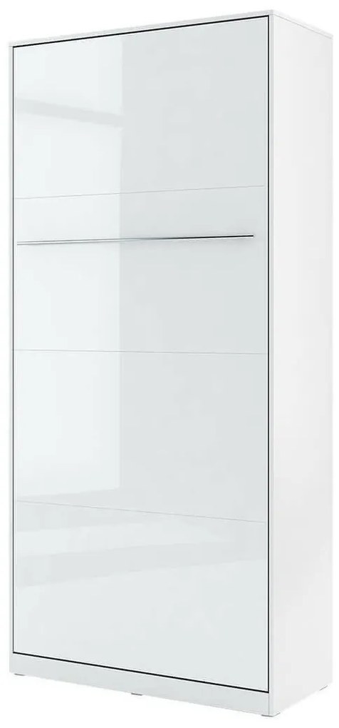 Κρεβάτι - ντουλάπα Concept Pro Lenart AH109 (Άσπρο + Γυαλιστερό λευκό), Μονόκλινο, Άσπρο, 90x200, Πλαστικοποιημένη μοριοσανίδα, Τάβλες για Κρεβάτι,