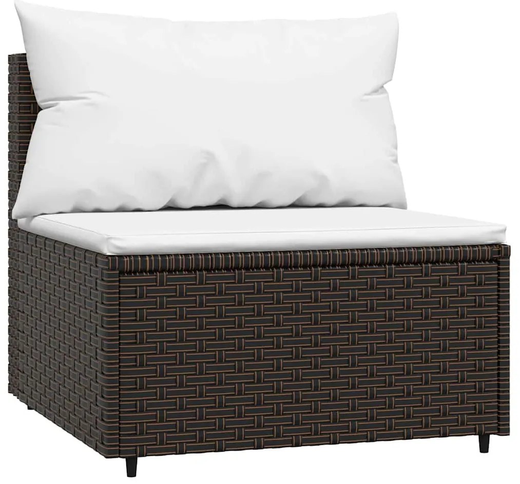 vidaXL Καναπέδες Κήπου Μεσαίοι με Μαξιλάρια 2 τεμ. Καφέ Συνθ. Ρατάν