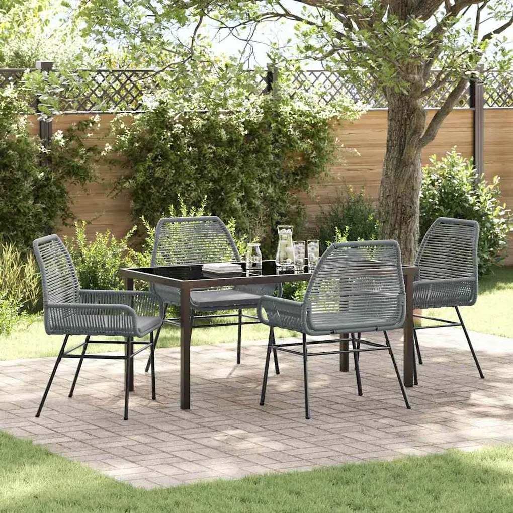 vidaXL Σέτ φαγητού για κήπο 5 pcs Γκρι συνθετικό ρατάν