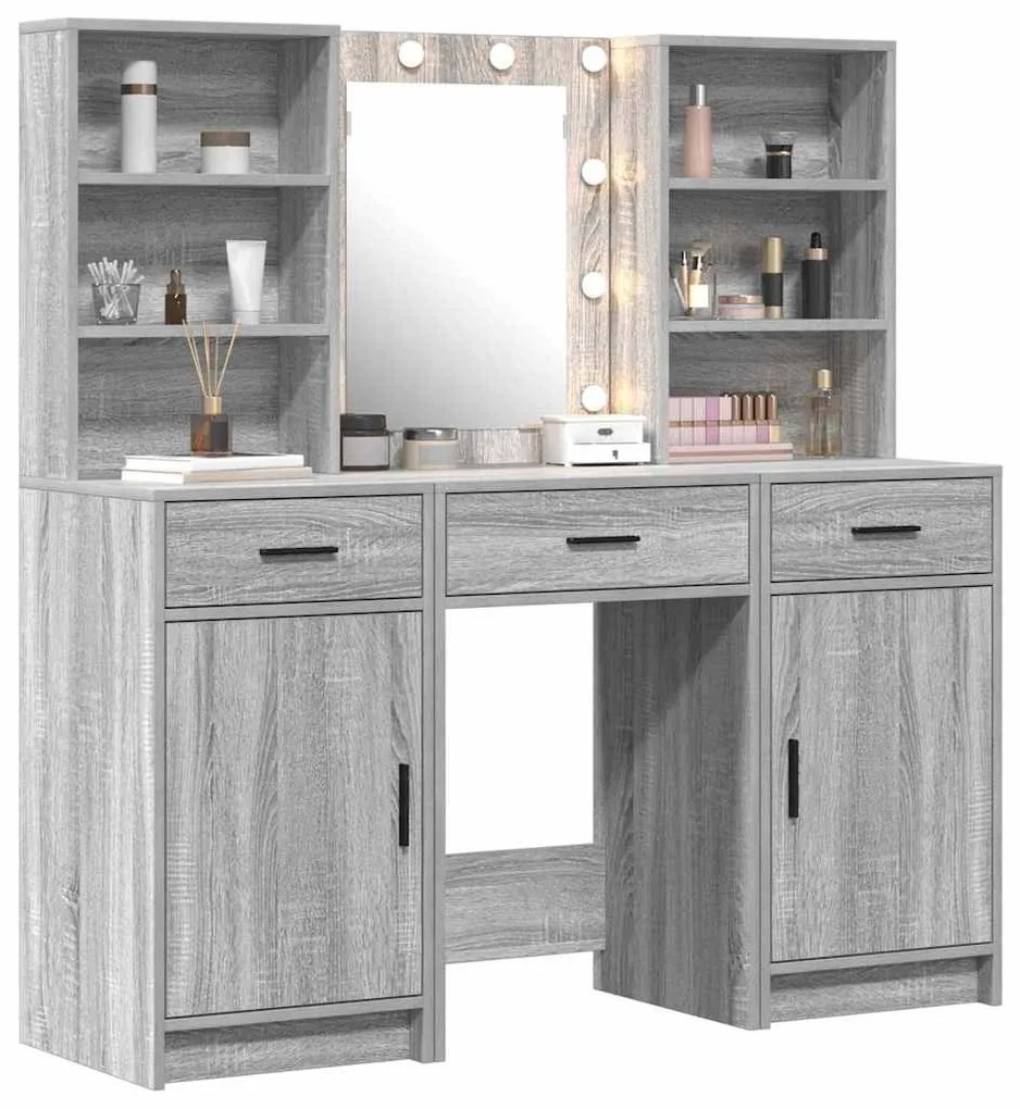 vidaXL Σετ Τραπεζιού Μακιγιάζ 3 pcs Γκρι sonoma 50 x 41 x 135 εκ