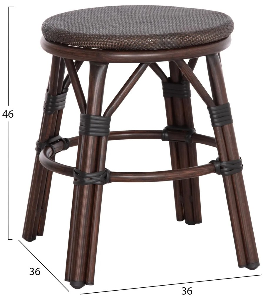 Σκαμπό CHINO C6285.01 Καφέ Αλουμινίου Bamboo Look με Textilene Φ36x46Υ εκ. 36x36x46 εκ.