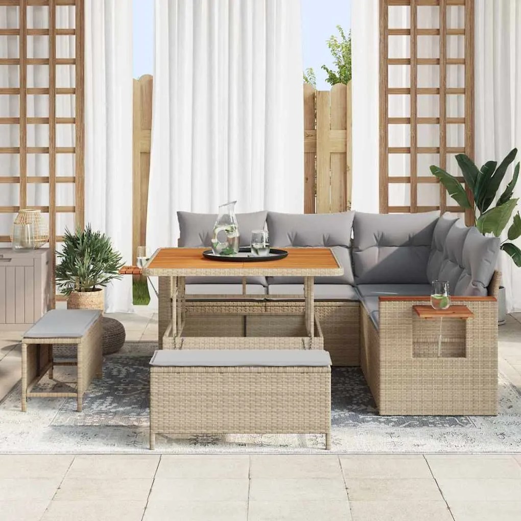 vidaXL Σετ Καναπέ Κήπου 8 pcs μπεζ και ανοιχτό γκρι 100 x 100 x 71 cm