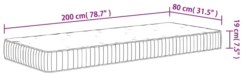 Στρώμα με Pocket Springs Μεσαία Σκληρότητα 80 x 200 εκ. - Λευκό