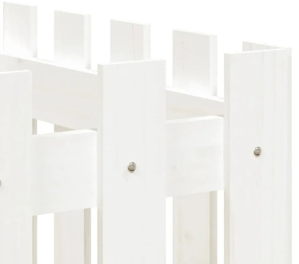 vidaXL Ζαρντινιέρα με Σχέδιο Φράχτη Λευκή 200x50x70 εκ. Μασίφ Πεύκο