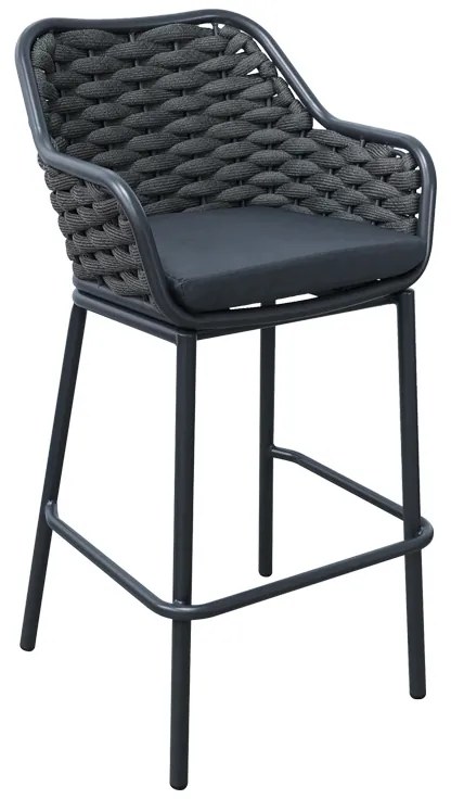 Σκαμπό μπαρ Zuki pakoworld αλουμίνιο με γκρι σκελετό και μαξιλάρι 55x54x109εκ