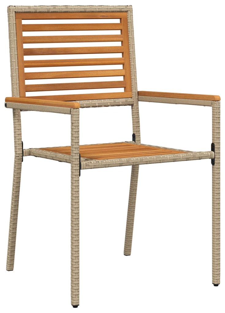 vidaXL Σετ Τραπεζαρίας Κήπου  7 τεμαχίων Μπεζ Poly Rattan Ακακίας