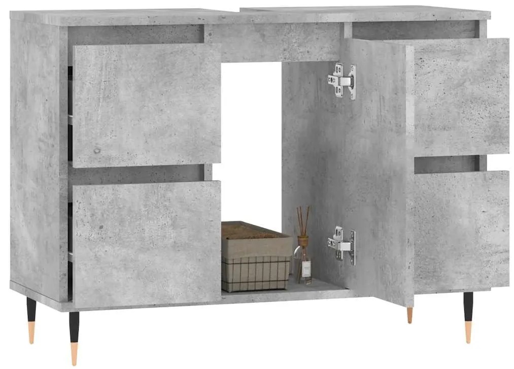 vidaXL Ντουλάπι Μπάνιου Γκρι Σκυροδέματος 80x33x60 εκ. Επεξ. Ξύλο