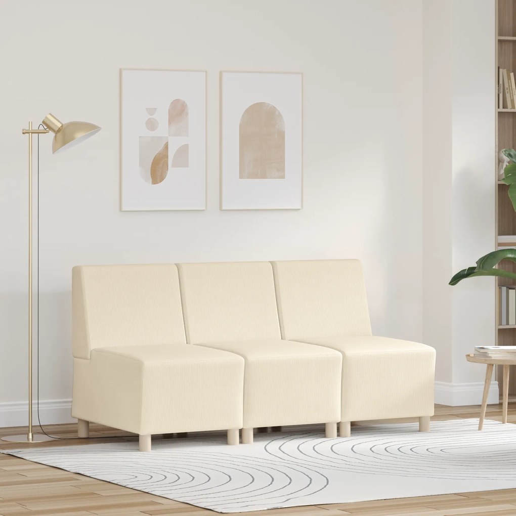 vidaXL Καθίσμα Σαλονιού 3 pcs Κρεμ 55 x 74 x 82 εκ. Βελούδο