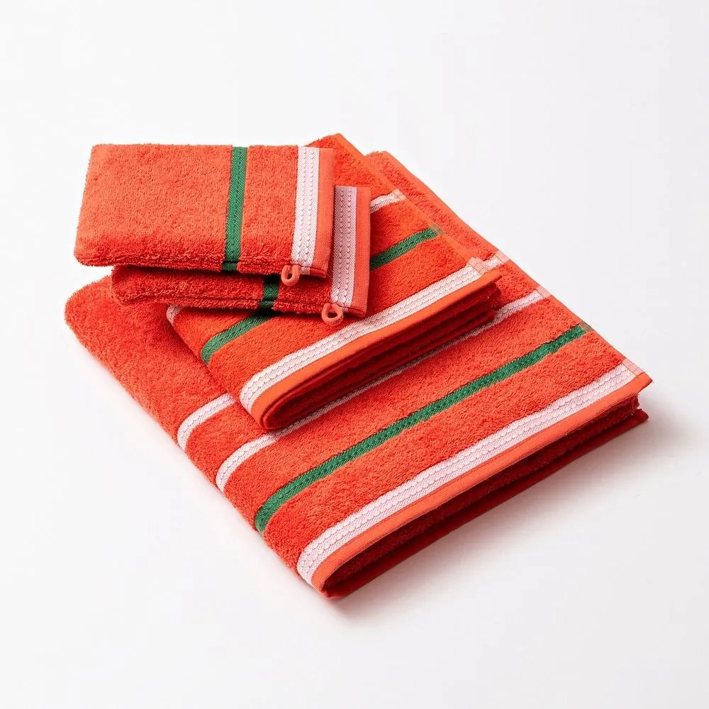 Πετσέτες Rainbow Με Γάντια Μπάνιου (Σετ 4τμχ) Red Benetton Towels Set 70x140cm 100% Βαμβάκι