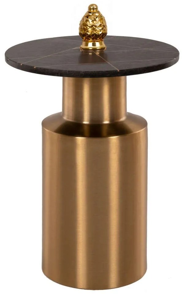 Τραπεζάκι Βοηθητικό Claydee HM9675 Φ41x54,5cm Τοπ Μεταλλικό &amp; Μάρμαρο Gold-Black Μέταλλο,Μάρμαρο