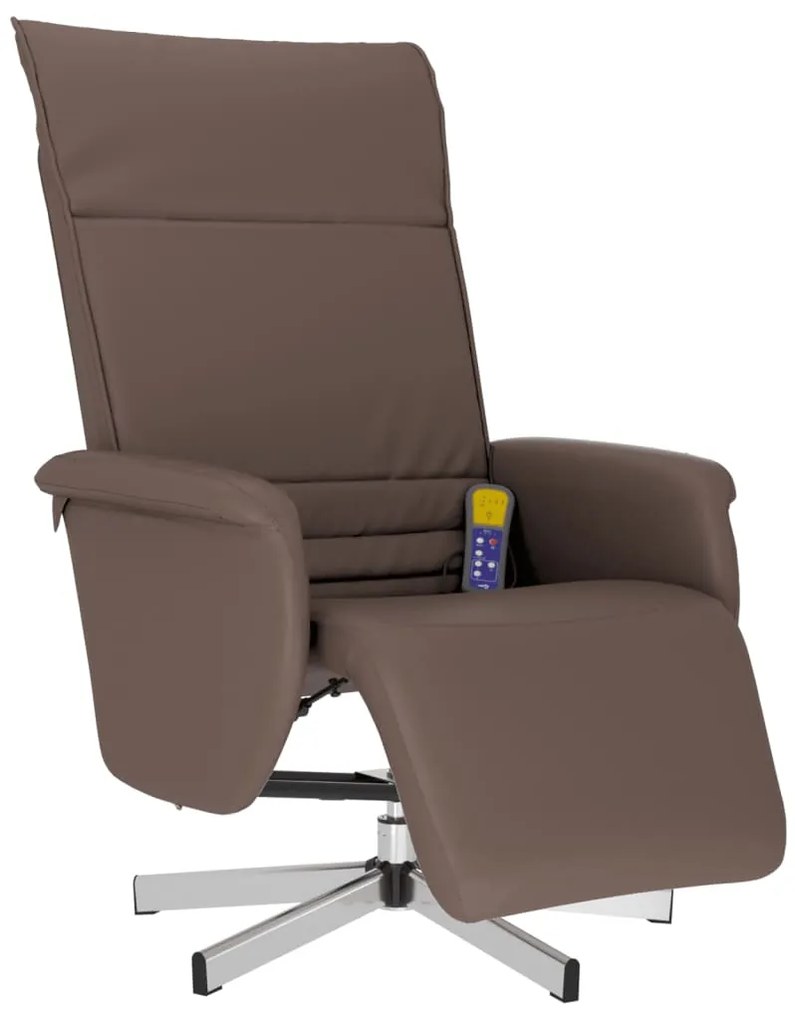 vidaXL Πολυθρόνα Μασάζ Ανακλινόμενη με Υποπόδιο Καφέ Συνθετικό Δέρμα