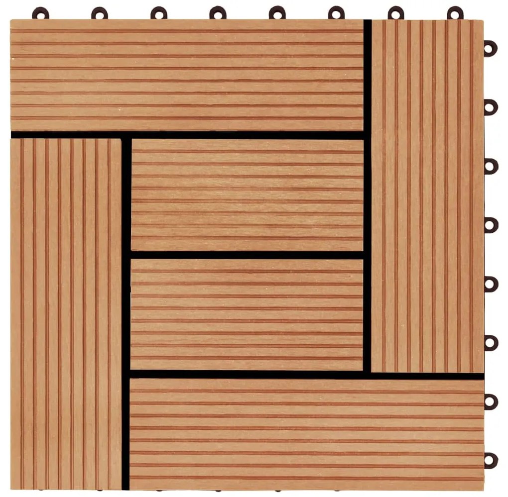 vidaXL Πλακάκια Deck 11 τεμ. Χρώμα Teak 30 x 30 εκ. 1 μ² από WPC