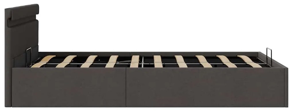 vidaXL Πλαίσιο Κρεβατιού με Αποθ. Χώρο/LED Σκ. Γκρι 140x200 εκ. Ύφασμα