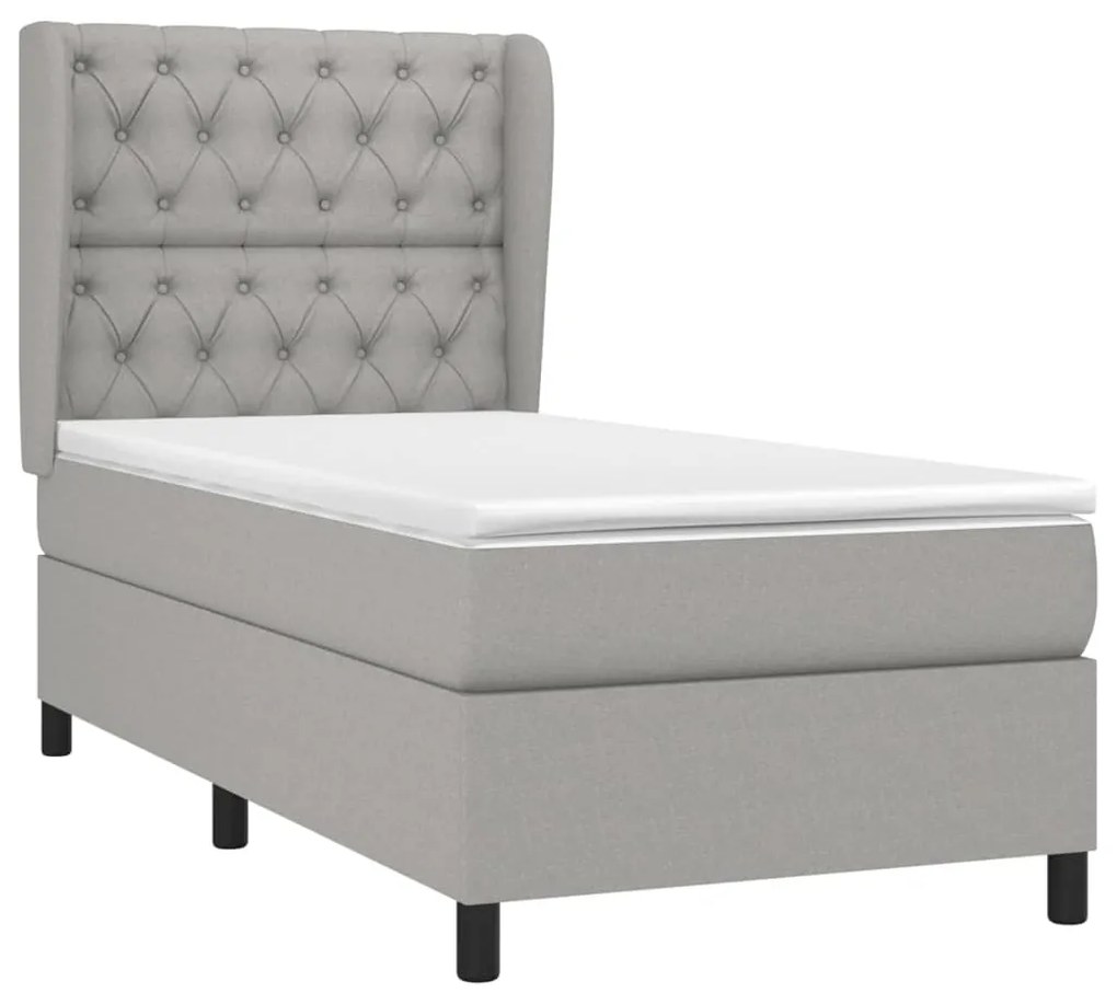 vidaXL Κρεβάτι Boxspring με Στρώμα Ανοιχτό Γκρι 80x200 εκ. Υφασμάτινο