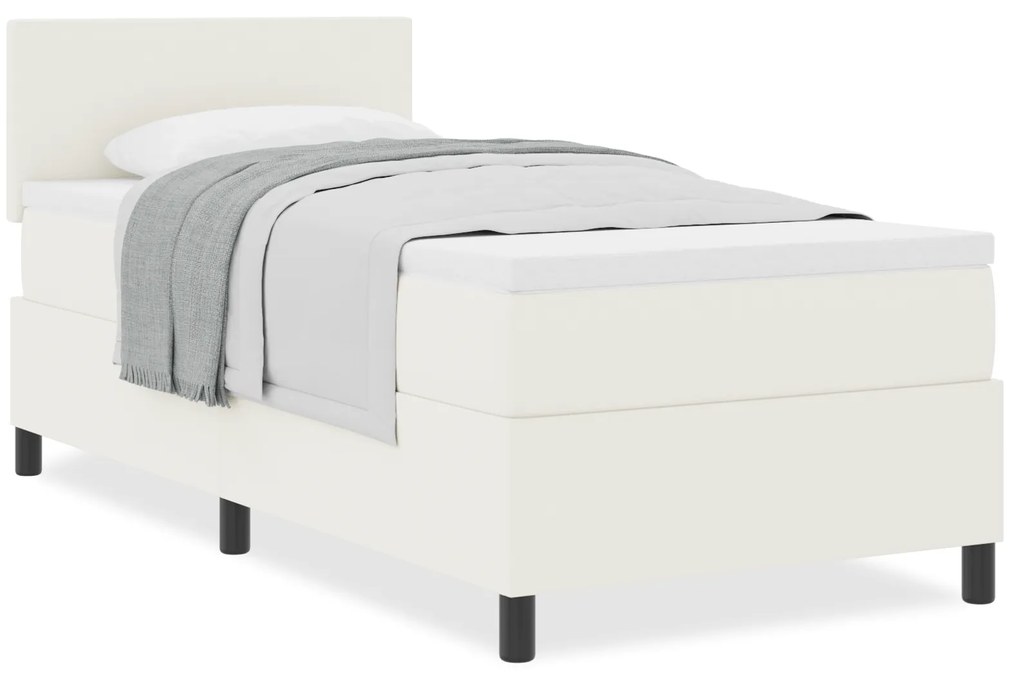 vidaXL Κρεβάτι με Πλαίσιο και Στρώμα Κρεμ 90x200 εκ. Βελούδινο ύφασμα