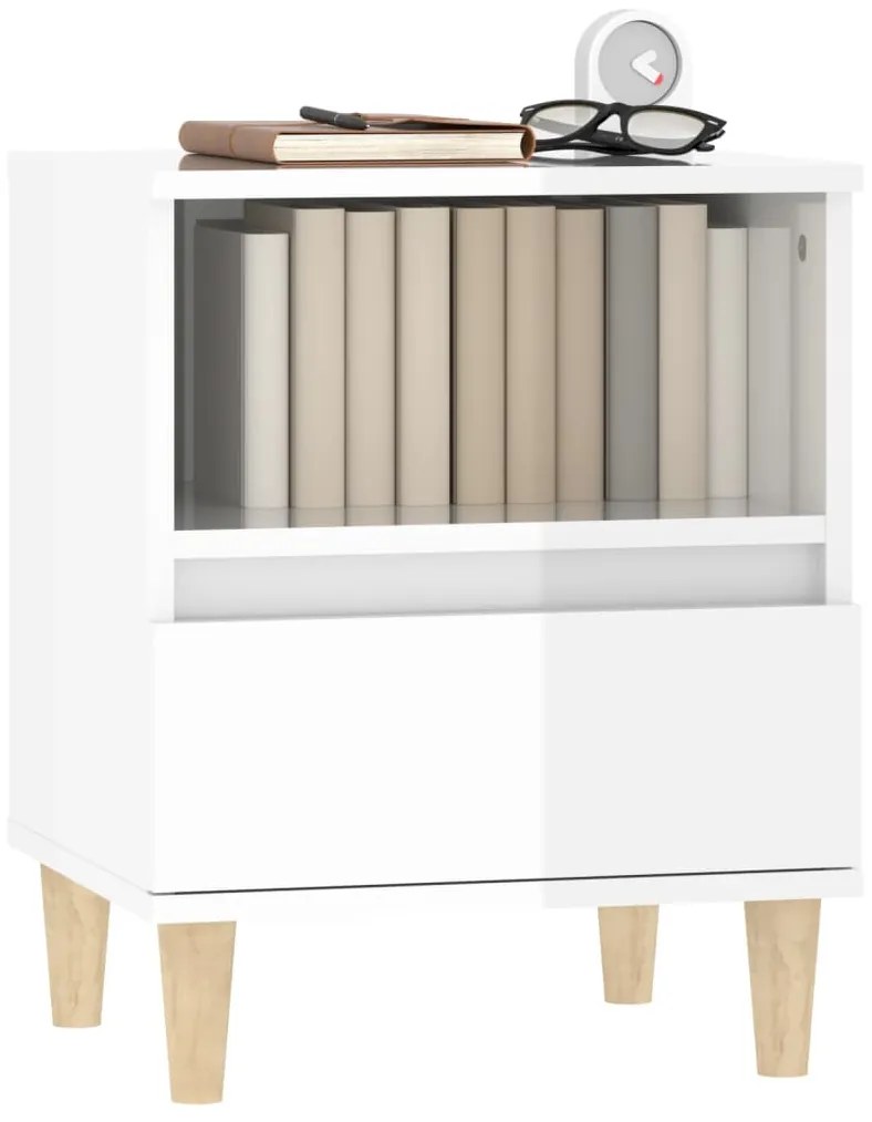 vidaXL Κομοδίνα 2 τεμ. Γυαλιστερό Λευκό 40 x 35 x 50 εκ.