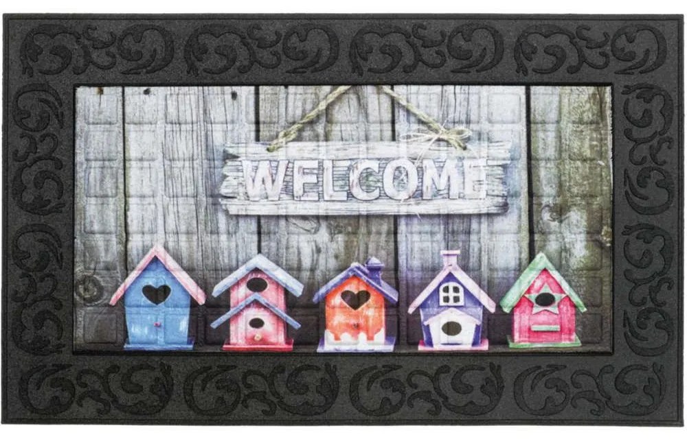 Πατάκι Εισόδου Venga 001 Birdhouses Welcome 45X75cm Black-Multi Sdim 45X75