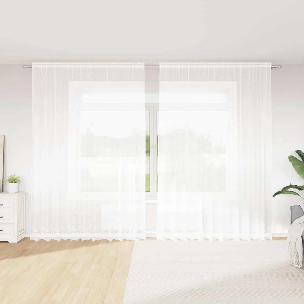 vidaXL Κουρτίνες με κουρτίνες Floral Λευκό 300 x 300 cm Πολυεστέρας