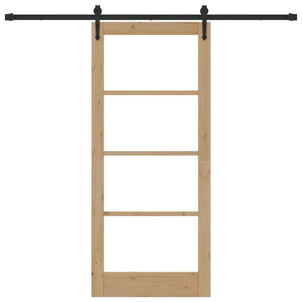 vidaXL Συρόμενη Πόρτα Χειροκίνητος Καφέ 86 x 198.5 cm Ξύλο και μέταλλο