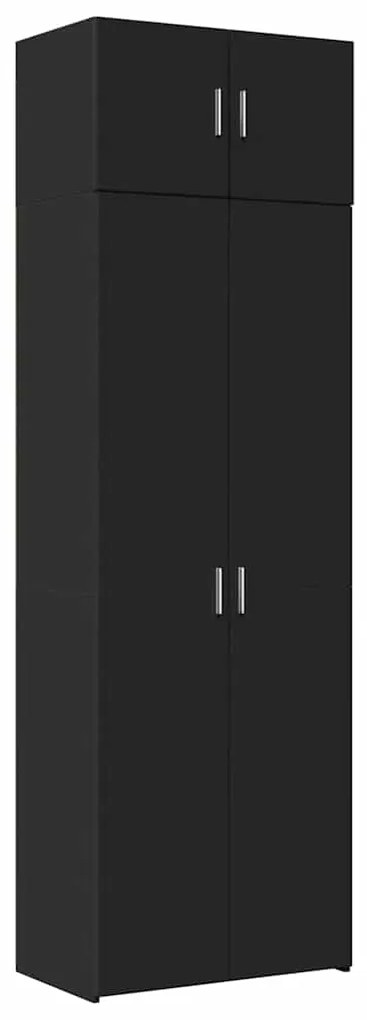 vidaXL Ραφιέρα με Ντουλάπια Μαύρο 70 x 42,5 x 225 εκ. από Επεξ. Ξύλο
