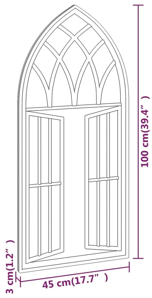 vidaXL Καθρέφτης Κήπου για Εξωτερικούς Χώρους Μαύρος 100x45 εκ. Σίδερο