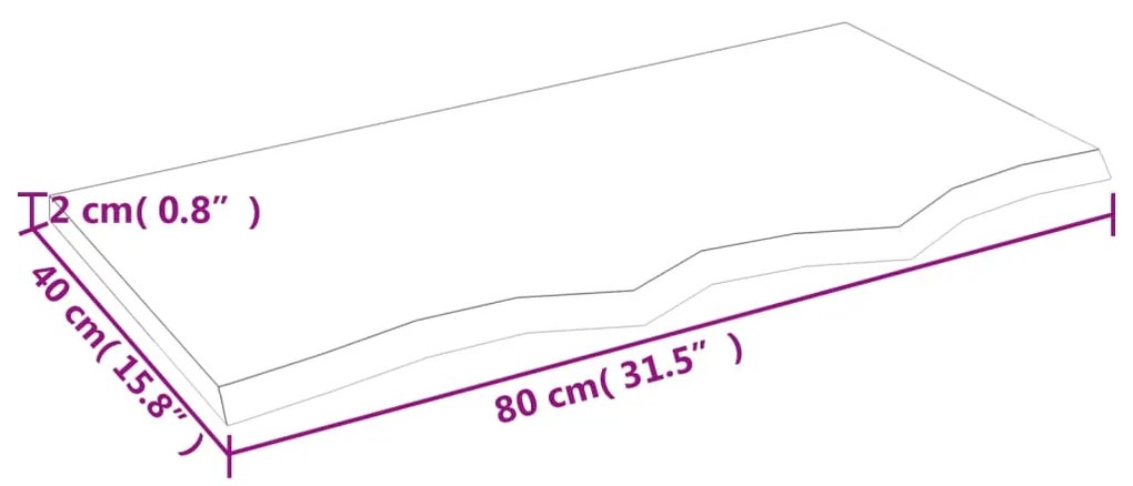 vidaXL Πάγκος Μπάνιου 80 x 40 x 2 εκ. από Ακατέργαστο Μασίφ Ξύλο