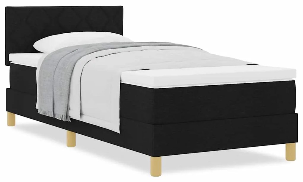 vidaXL Κρεβάτι box spring με στρώμα με στρώμα Μαύρο 90 x 190 cm ύφασμα