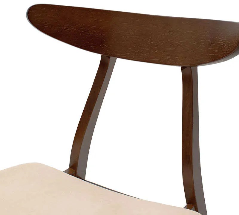 Καρέκλα Orlean pakoworld μασίφ ξύλο rubber wood χρώμα καρυδί με μπεζ ύφασμα