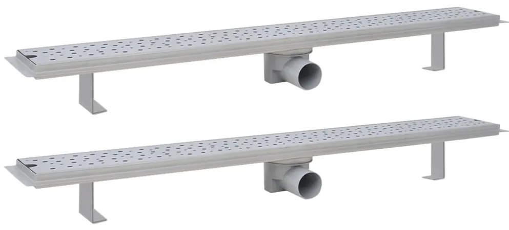 vidaXL Σιφόνια Ντουζιέρας Γραμμικά 2 τεμ. 930x140χιλ. Ανοξ. Ατσάλι