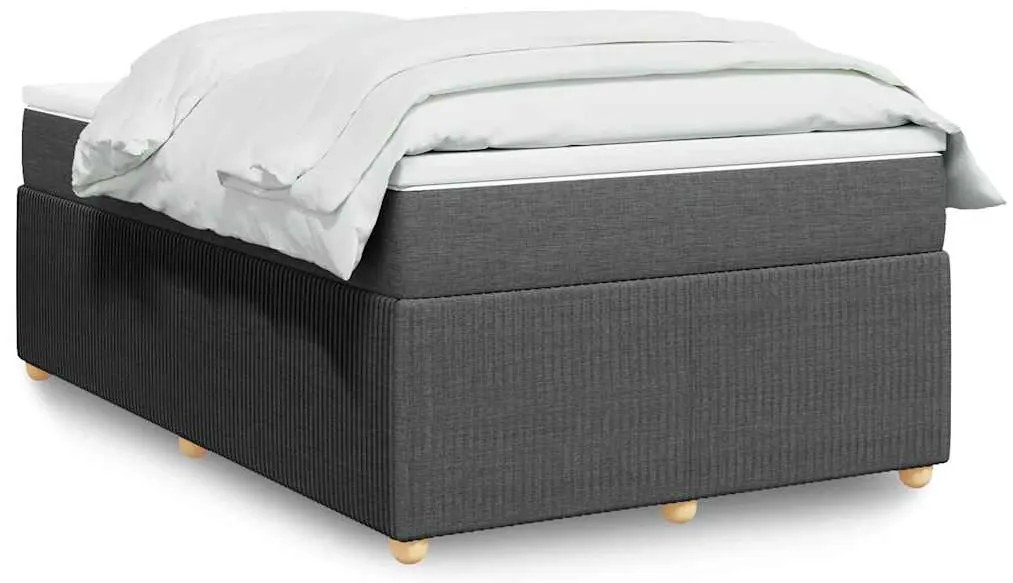 vidaXL Κρεβάτι Boxspring με Στρώμα Σκούρο Γκρι 120x200 εκ. Υφασμάτινο