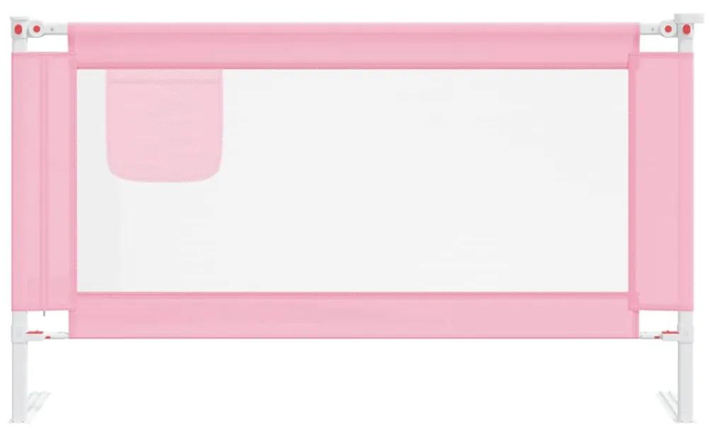 vidaXL Μπάρα Κρεβατιού Προστατευτική Ροζ 140 x 25 εκ. Υφασμάτινη