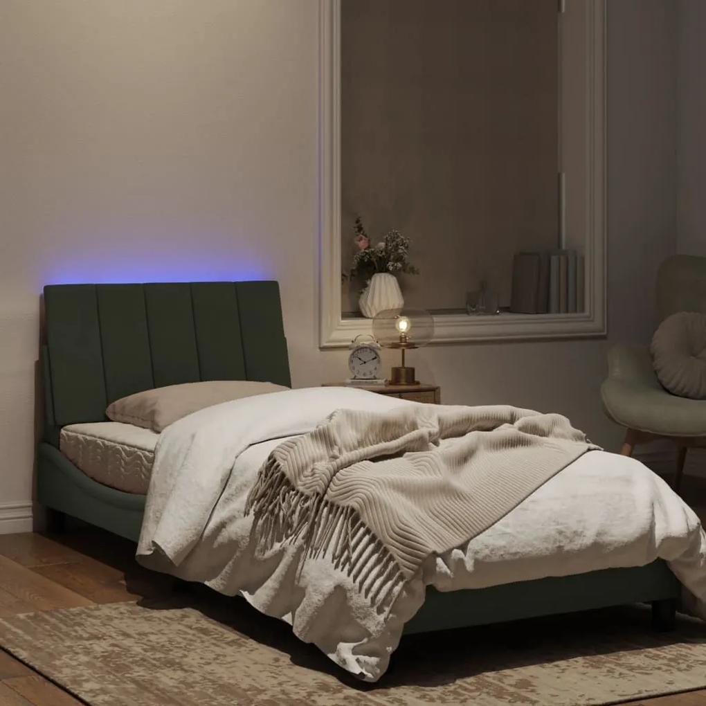 Πλαίσιο Κρεβατιού με LED Ανοιχτό Γκρι 80x200 εκ. Βελούδινο - Γκρι