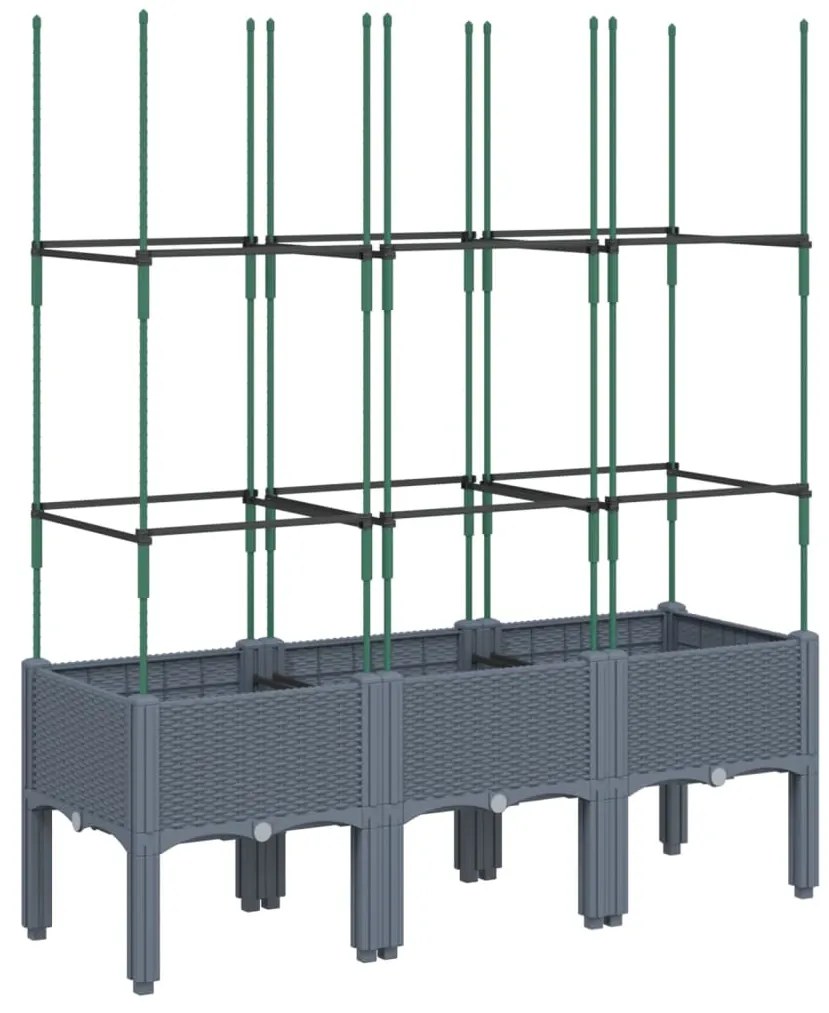 Ζαρντινιέρα Κήπου με Καφασωτό Μπλε Γκρι 120x40x142,5 εκ. από PP 367956