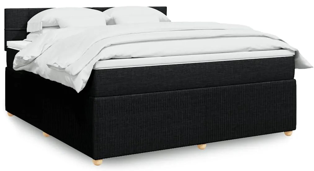 vidaXL Κρεβάτι Boxspring με Στρώμα Μαύρο 180x200 εκ. Υφασμάτινο